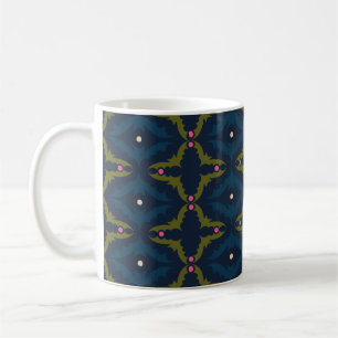 Tiefblaues Retro-Vintage-Muster Kaffeetasse