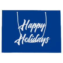 Tiefblaues und fettweißes Happy Holidays Script