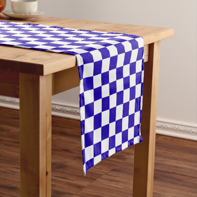 Tiefblaukariert  kurzer tischläufer (Beispiel)