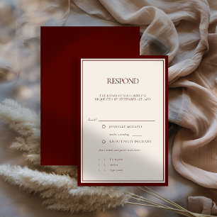 Tiefburgunder Formal Moderne Klassische Hochzeitsf RSVP Karte