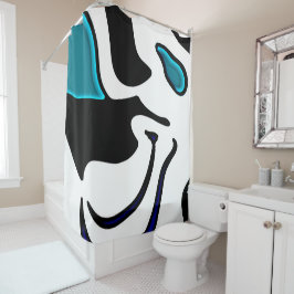Tiefe: Abstrakt Schwarz, Weiß und Blau Duschvorhang