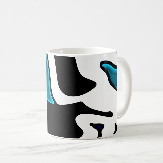 Tiefe: Abstrakt Schwarz, Weiß und Blau Kaffeetasse (VorderseiteRechts)