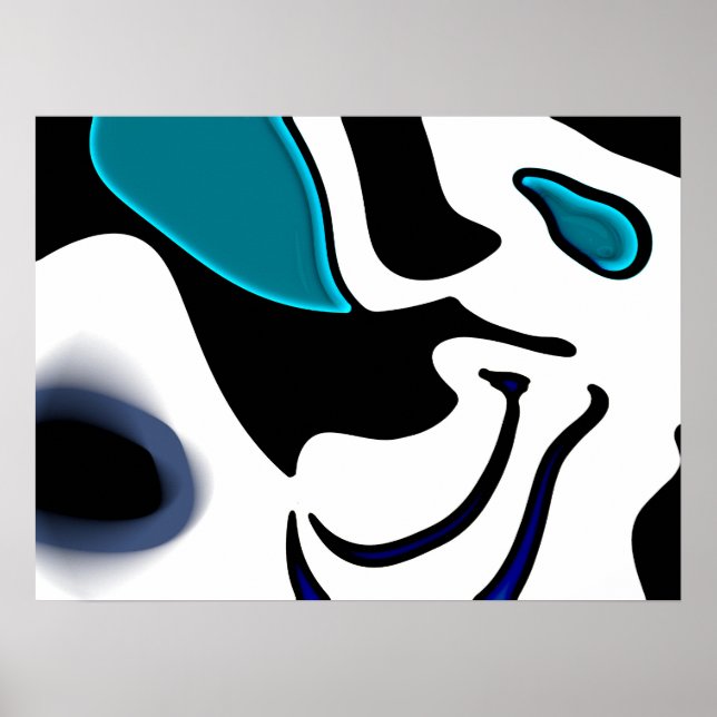 Tiefe: Abstrakt Schwarz, Weiß und Blau Poster (Vorne)