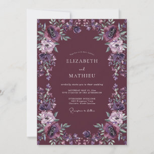 Tiefe Amethyst-Dahlie Hochzeit Einladung