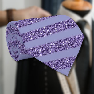 Tiefe Amethyst Glitter Style horizontale Streifen Krawatte
