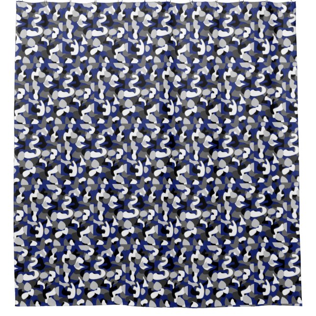 TIEFE BLAUE CAMOUFLAGE DUSCHVORHANG (Vorderseite)
