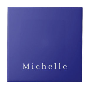 Tiefe blaue Farbe schlicht modern eigener Name Min Fliese