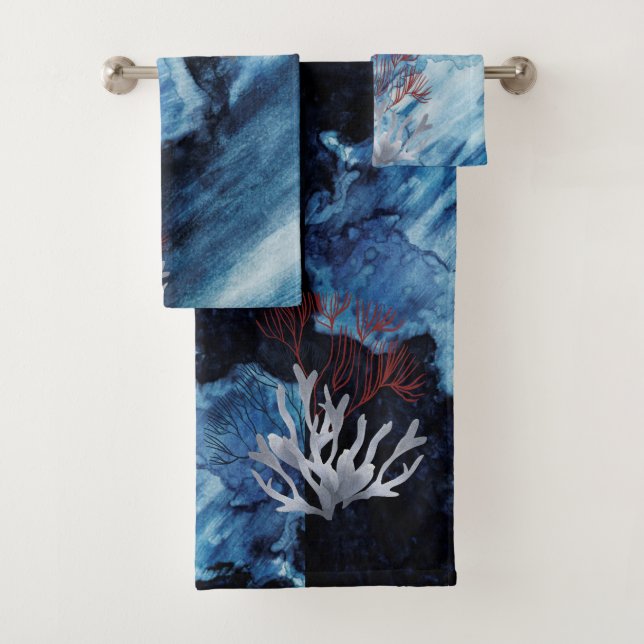 Tiefe blaue Tiefen des Meeres Badhandtuch Set (Insitu)