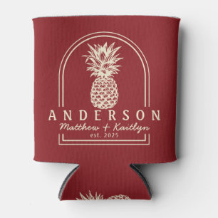 Tiefe Cranberry Ananas Hochzeitsbogen & Name Dosenkühler