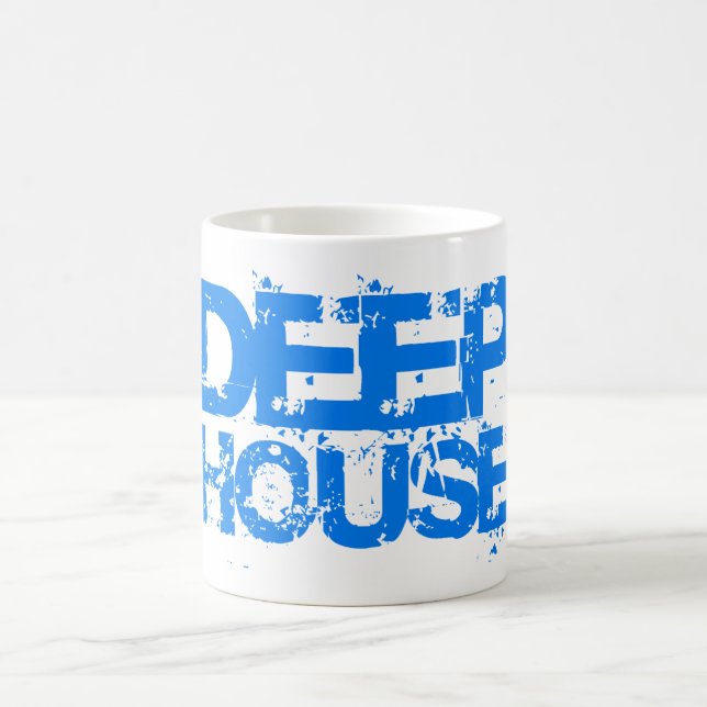 tiefe Hausmusik DJ höhlt oder blauer Entwurf der Kaffeetasse (Mittel)