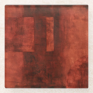 Tiefe hochrote Malerei mit geometrischen Formen Glasuntersetzer