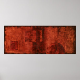 Tiefe hochrote Malerei mit geometrischen Formen Poster
