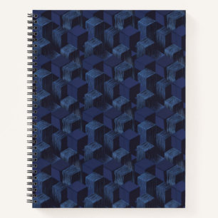 "Tiefe in Blau: Cubescape" Notizbuch