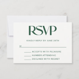 Tiefe Kiefer Dekorative Serif Hochzeit RSVP Karte