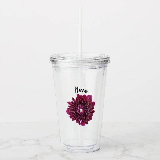 Tiefe Lila Dahlia-Blume Personalisiert Acryltrinkbecher (Vorderseite)
