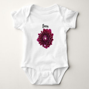 Tiefe Lila Dahlia-Blume Personalisiert Baby Strampler