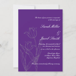 Tiefe Lila Minimalistische Tulip Hochzeit Einladun Einladung