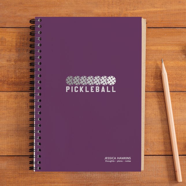 Tiefe Lila Pickleball-Logoabstufung Persönlich Notizbuch (Von Creator hochgeladen)