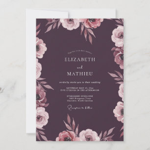 Tiefe Malvenblüten-Hochzeit Einladung