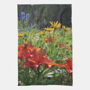 Tiefe orange Küche t Frühsommerblauen Delphinium Geschirrtuch