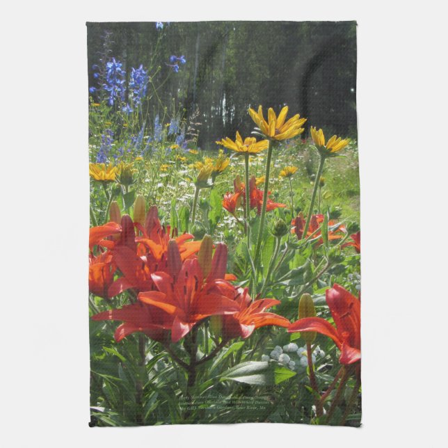 Tiefe orange Küche t Frühsommerblauen Delphinium Geschirrtuch (Vertikal)