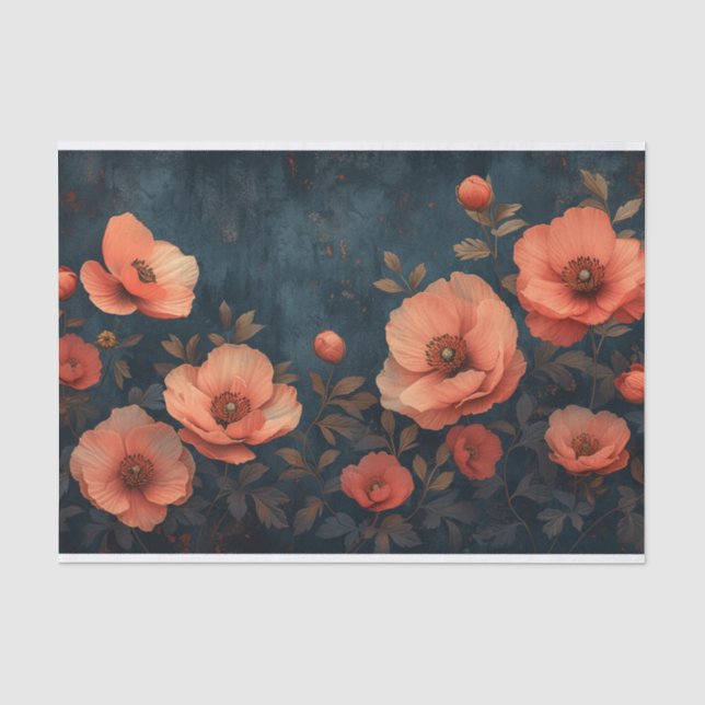 Tiefe Peach-Blume auf einem dunklen Hintergrund Seidenpapier (Vorderseite)