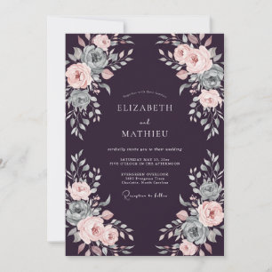 Tiefe Pflaume Blush Ranunculus Eukalyptus Hochzeit Einladung