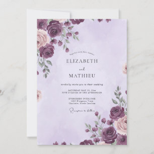 Tiefe Pflaume Ranunculus Eukalyptus Hochzeit Einladung