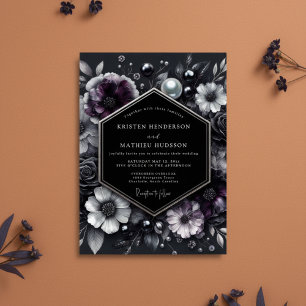 Tiefe Pflaumenblüten-Hochzeit Einladung