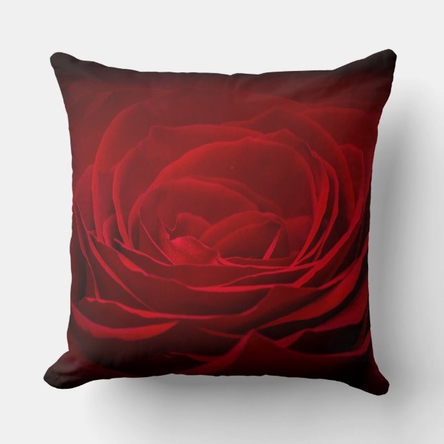 Tiefe Rote Rose Kissen (Vorderseite)