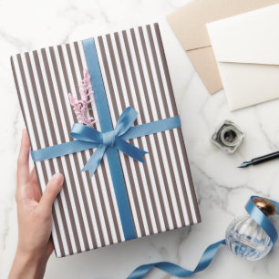 Tiefe Taupe und weiße Streifen Geschenkpapier