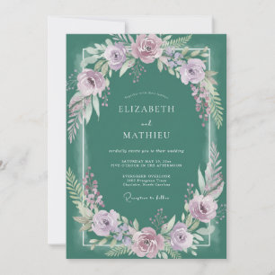 Tiefe Teal-Lilien-Hochzeit Einladung