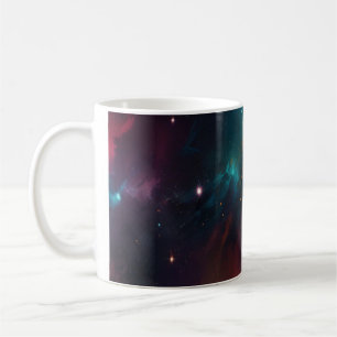 Tiefe Weltraum-Teal- und Orange-Nebel-Kosmik-Kunst Kaffeetasse
