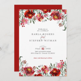 Tiefenroter Gartenrahmen Einladung