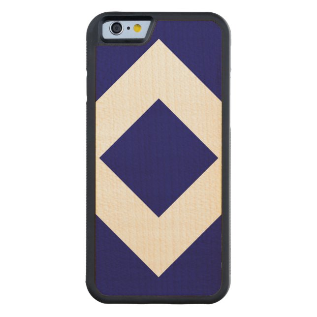 Tiefer blauer Diamant, mutige weiße Grenze Carved Wood iPhone Hülle (Rückseite)