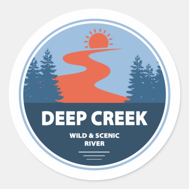 Tiefer Creek Wild und Landschaftlicher Fluss Idaho Runder Aufkleber (Vorderseite)