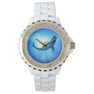 Tiefer Ozean-Haifisch-Silhouette Armbanduhr