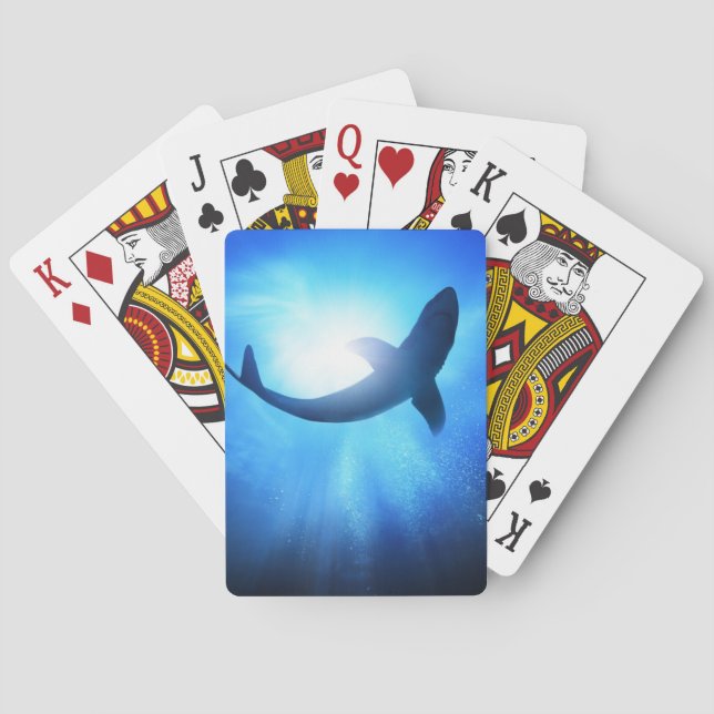Tiefer Ozean-Haifisch-Silhouette Spielkarten (Rückseite)
