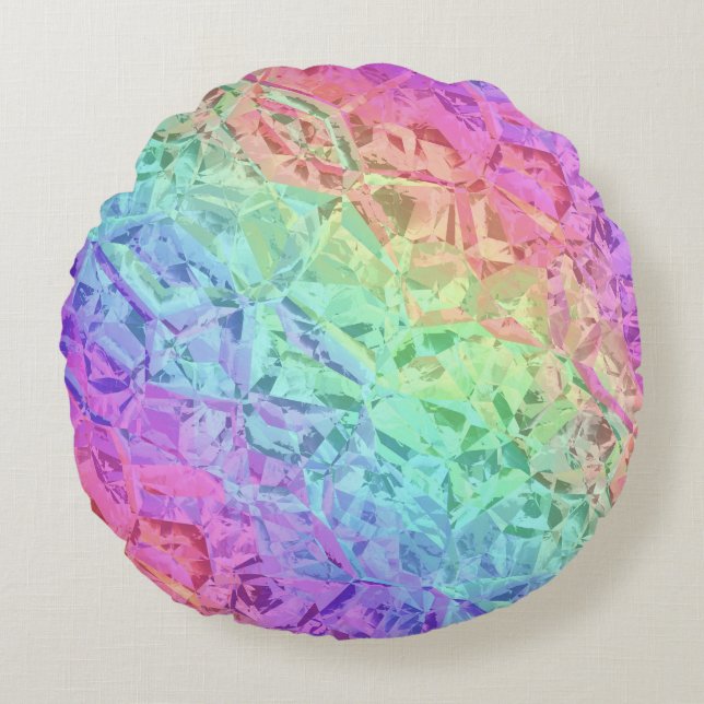 tiefer Regenbogenkristall: Rundes Kissen (Vorderseite)