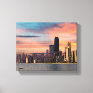 Tiefer Sonnenuntergang Chicago  Leinwanddruck