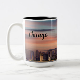 Tiefer Sonnenuntergang Chicago Zweifarbige Tasse