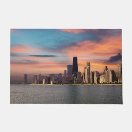 Tiefer Sonnenuntergang über Chicago Fußmatte
