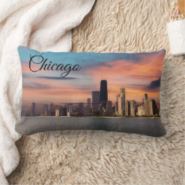 Tiefer Sonnenuntergang über Chicago Lendenkissen
