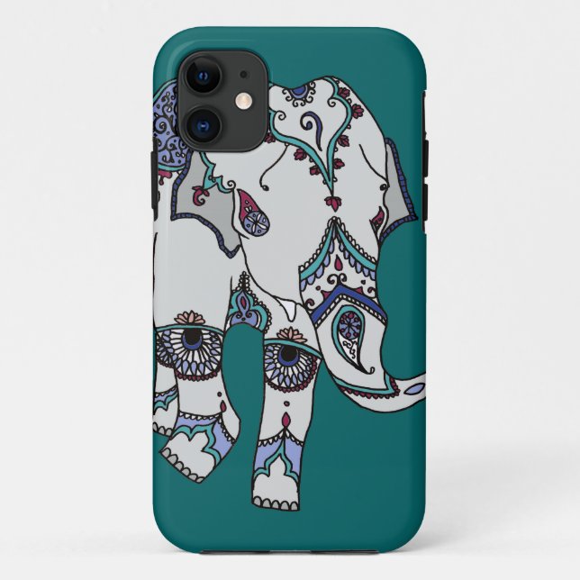 Tiefer Türkis verschönerter Elefant-Telefon-Kasten Case-Mate iPhone Hülle (Rückseite)