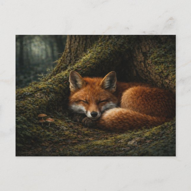 Tiefer Waldschlaf | Red Fox Art | Postkarte (Vorderseite)