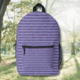 Tiefes Amethyst Glitter Style Horizontale Streifen Bedruckter Rucksack