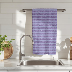 Tiefes Amethyst Glitter Style Horizontale Streifen Geschirrtuch