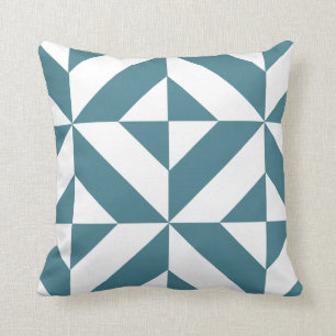 Tiefes aquamarines geometrisches kissen