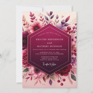 Tiefes Beeren-Blumen-Romantische Hochzeit Einladung