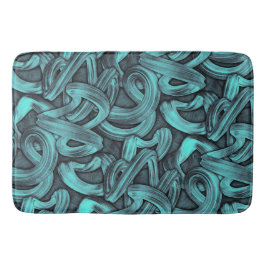 tiefes Denken - Schwarz und aquamarin: Badematte